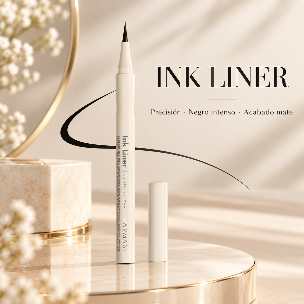 Farmasi Ink Liner – Delineado Negro Intenso, Preciso y Mate