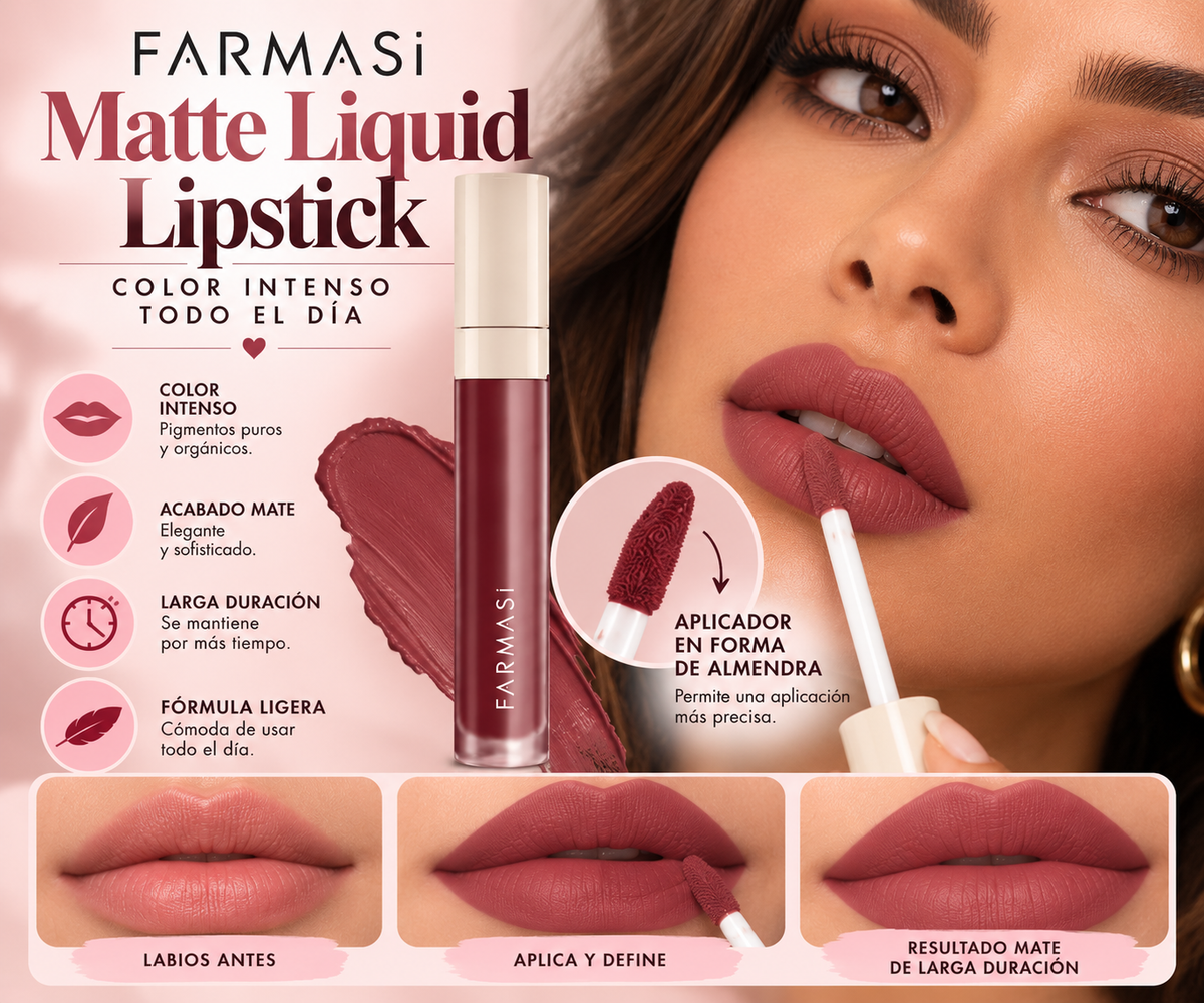 Farmasi Matte Liquid Lipstick – Color Intenso, Acabado Mate y Larga Duración