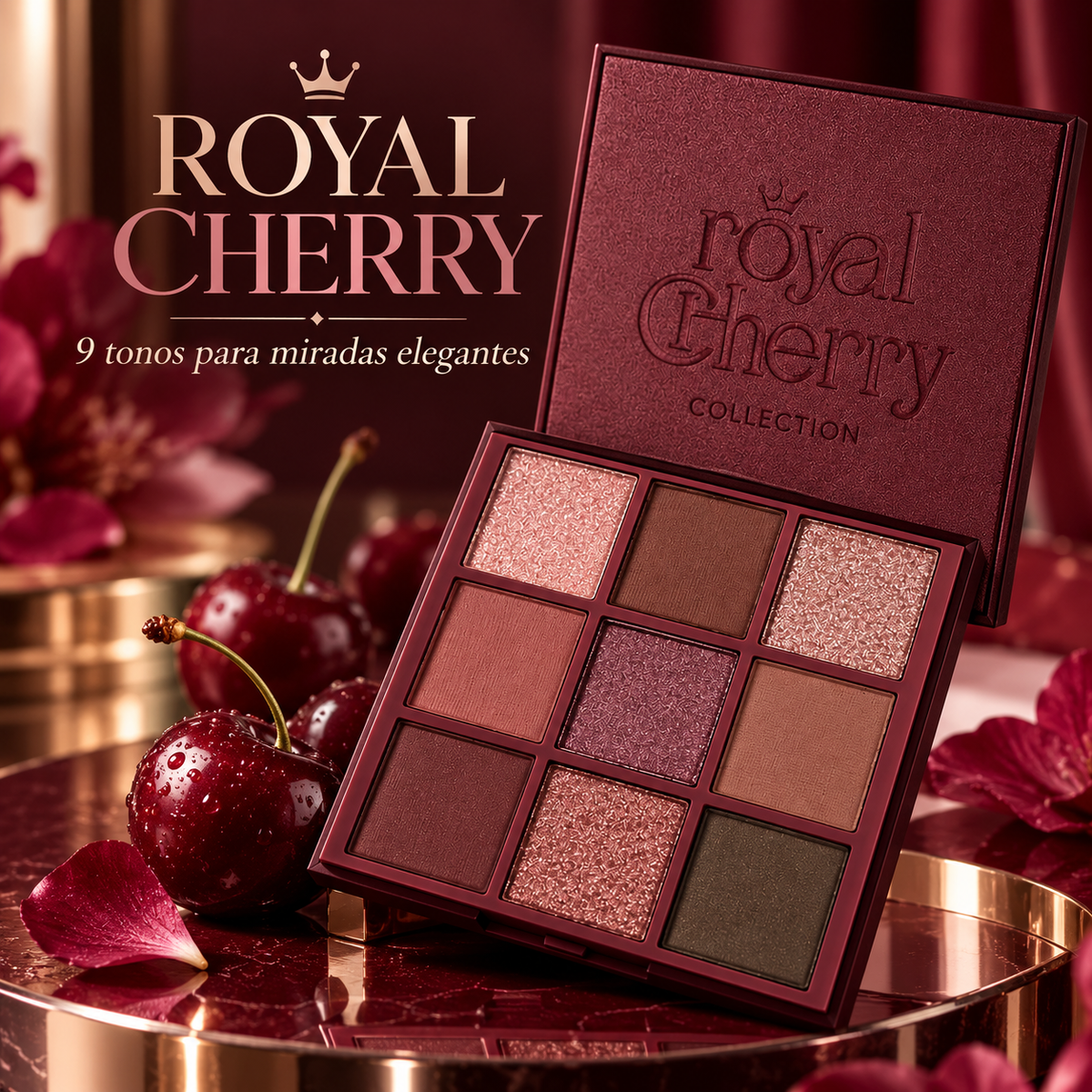 Farmasi Royal Cherry Eyeshadow Palette – 9 Sombras para Looks Elegantes y Sofisticados