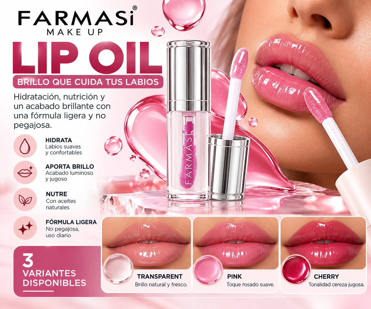 Farmasi Lip Oil – Aceite Labial transparente Hidratante y Nutritivo con Brillo Intenso