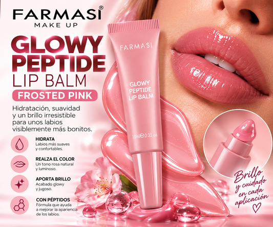 Farmasi Glowy Peptide Lip Balm Frosted Pink – Bálsamo Labial con Péptidos, Hidratación y Brillo Natural