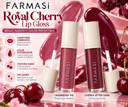 Farmasi Royal Cherry Lip Gloss – Brillo Jugoso y Tonos Cereza Elegantes