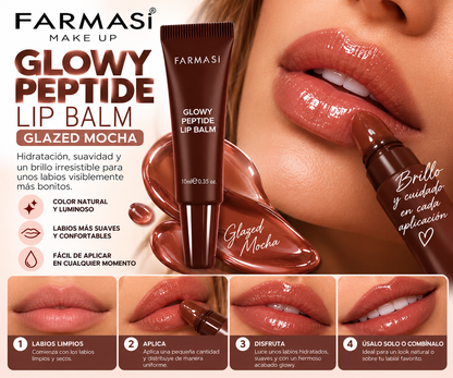 Farmasi Glowy Peptide Lip Balm Glazed Mocha – Bálsamo Labial con Péptidos, Hidratación y Brillo Glow